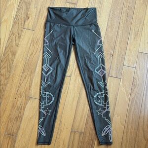 teeki Black Leggings with Pastel Studded Geometric Accents